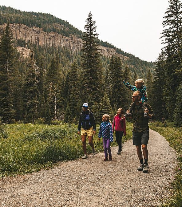 family hiking in Bozeman